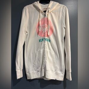 Roxy Women’s Hooded Sweatshirt With Front Logo In White Size Extra Large 💯 Auth!